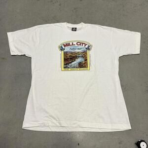 vintage mill city amber ale alcohol beer white shirt size xl